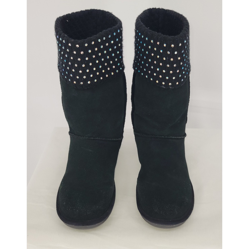 Skechers Australia Shelby Blk Suede Rhinestone Mid-Calf Winter/Snow Boots ~ 2014 - Picture 2 of 11